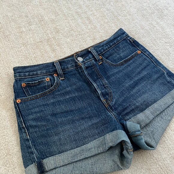 Levi’s White Oak Cone Denim High Rise Button Fly Blue Jeans Denim Shorts 28 - Picture 3 of 10